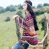 Exotic Ethnic Print Summer Travel Top for Women - Lightweight Sun Protection Shirt with Prairie Style Design