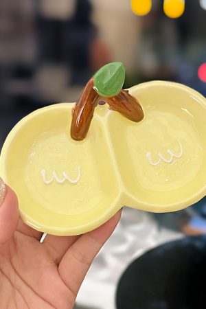 Exquisite Ceramic Divided Plate for Dipping Sauce - Hot Pot & Snack Serving Dish, Cherry Floral Design, Ideal for Entertaining