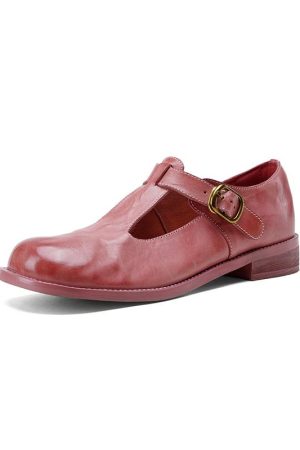 Exquisite Genuine Leather Round-Toe Flat Shoes in Washed Horse Leather - Italian Style Classic Footwear for Effortless Elegance