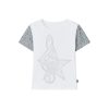 Faded Multicolor Printed T-Shirt for Women - Summer Spliced Flutter Sleeve Short Sleeve Top in Black, White, and Gray