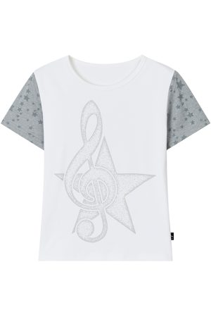 Faded Multicolor Printed T-Shirt for Women - Summer Spliced Flutter Sleeve Short Sleeve Top in Black, White, and Gray