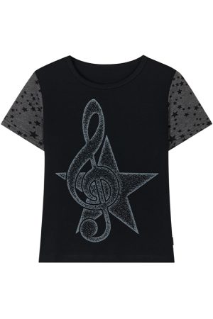 Faded Multicolor Printed T-Shirt for Women - Summer Spliced Flutter Sleeve Short Sleeve Top in Black, White, and Gray