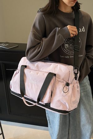 Fashionable Foldable Short Trip Bag for Women - Large Capacity Business Tote with Dry Wet Separation for Travel and Fitness