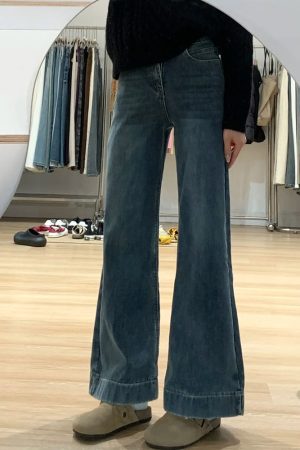 Flared Bell-Bottom Jeans for Petite Pear-Shaped Figures - Loose-Fitting Non-Sticking Pants for Thick Thighs and Wide Hips