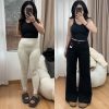 Flared Bell-Bottom Pants for Pear-Shaped Figures, Loose-Fitting Wide-Leg Black Denim Jeans for Women