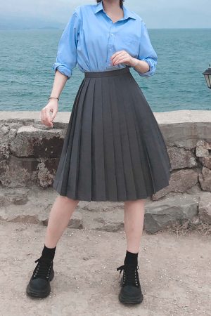 Flared Umbrella Pleated Midi Skirt - High-Temperature Slimming Design, A-Line, Wrinkle-Resistant, Versatile for Spring & Summer Wear