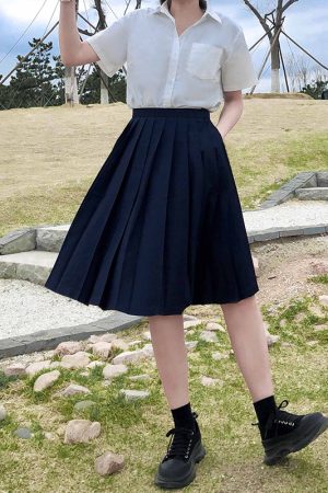 Flared Umbrella Pleated Midi Skirt - High-Temperature Slimming Design, A-Line, Wrinkle-Resistant, Versatile for Spring & Summer Wear