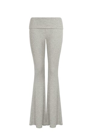 Flared Waist Knitted Ribbed Slim-Fit Pants - Y2K Style, Comfortable Fashionable Trousers for Effortless Everyday Wear