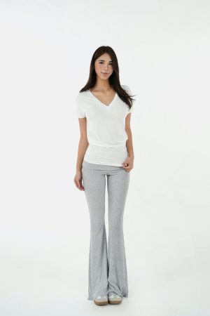 Flared Waist Knitted Ribbed Slim-Fit Pants - Y2K Style, Comfortable Fashionable Trousers for Effortless Everyday Wear