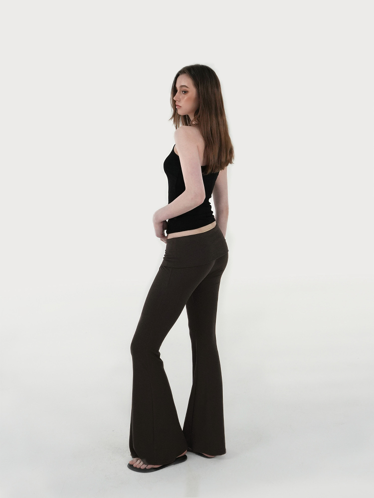 Flared Waist Knitted Ribbed Slim-Fit Pants - Y2K Style, Comfortable Fashionable Trousers for Effortless Everyday Wear Flared Waist Knitted Ribbed Slim-Fit Pants - Y2K Style, Comfortable Fashionable Trousers for Effortless Everyday Wear