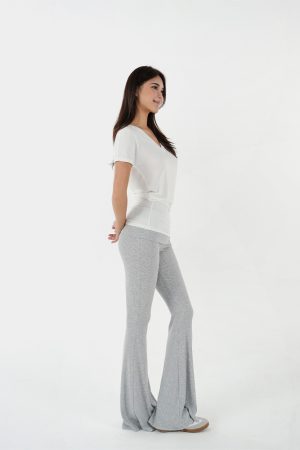 Flared Waist Knitted Ribbed Slim-Fit Pants - Y2K Style, Comfortable Fashionable Trousers for Effortless Everyday Wear