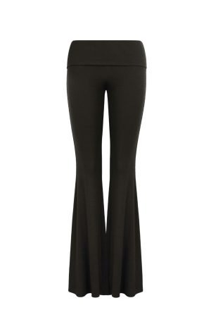 Flared Waist Knitted Ribbed Slim-Fit Pants - Y2K Style, Comfortable Fashionable Trousers for Effortless Everyday Wear