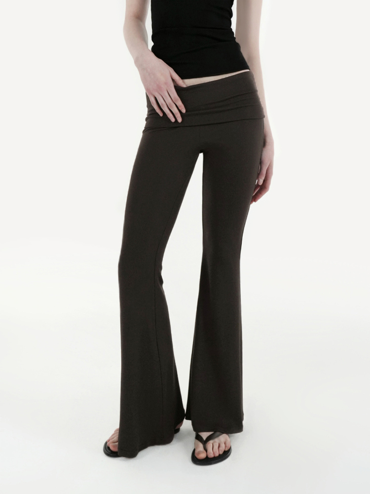 Flared Waist Knitted Ribbed Slim-Fit Pants - Y2K Style, Comfortable Fashionable Trousers for Effortless Everyday Wear Flared Waist Knitted Ribbed Slim-Fit Pants - Y2K Style, Comfortable Fashionable Trousers for Effortless Everyday Wear