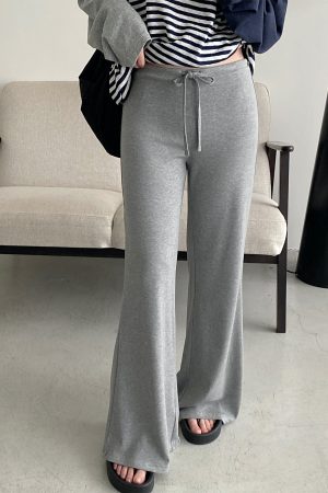 Flared Yoga Pants for Women - Sun Grapefruit Modal, Relaxed Fit Casual Long Pants, Spring Summer Style, Comfortable Activewear