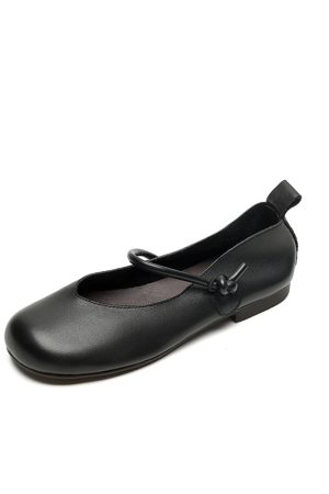 Flat Mary Jane Shoes for Women, 2025 Spring Summer Collection, Top Layer Cowhide, Round Toe, Soft Bottom, Casual Comfort