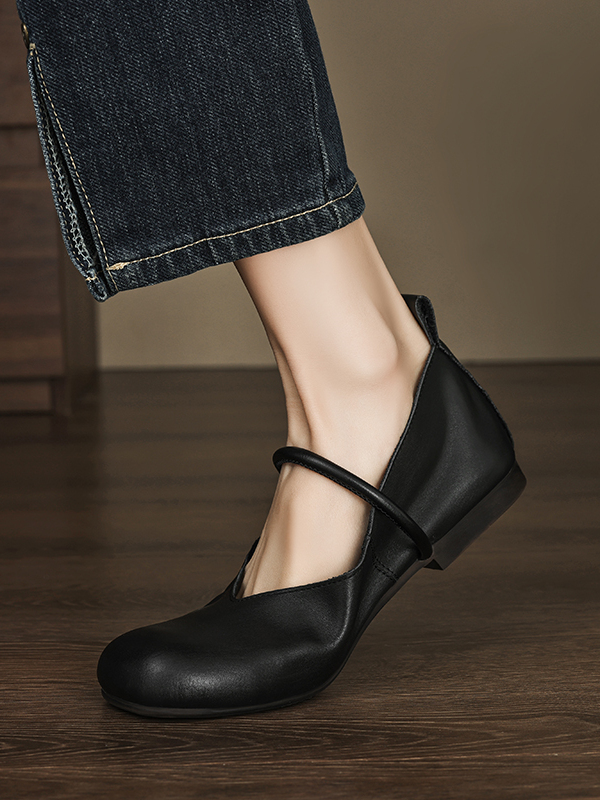 Flat Mary Jane Shoes for Women, 2025 Spring Summer Collection, Top Layer Cowhide, Round Toe, Soft Bottom, Casual Comfort Flat Mary Jane Shoes for Women, 2025 Spring Summer Collection, Top Layer Cowhide, Round Toe, Soft Bottom, Casual Comfort