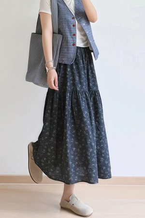 Floral A-Line Midi Skirt for Women, Plus Size Summer Skirt for Pear-Shaped Bodies, Trendy 2025 Fashion Piece