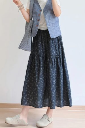 Floral A-Line Midi Skirt for Women, Plus Size Summer Skirt for Pear-Shaped Bodies, Trendy 2025 Fashion Piece