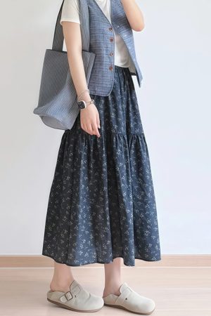 Floral A-Line Midi Skirt for Women, Plus Size Summer Skirt for Pear-Shaped Bodies, Trendy 2025 Fashion Piece