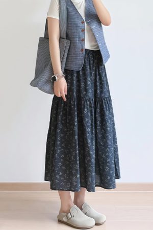 Floral A-Line Midi Skirt for Women, Plus Size Summer Skirt for Pear-Shaped Bodies, Trendy 2025 Fashion Piece