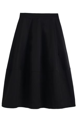 Floral Bud High-Waisted Flare Skirt - Slimming Mid-Length Commuter Style for Spring/Summer 2025