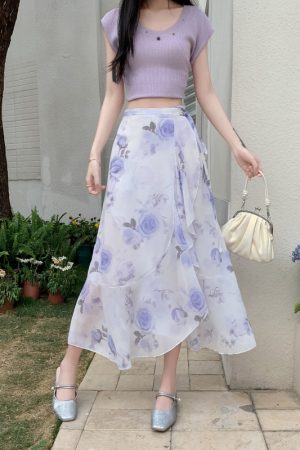 Floral Chiffon Fish Tail One-Piece Dress - Womenâ€™s Summer Bodycon Wrap Skirt with Irregular Ruffle for Beach Style