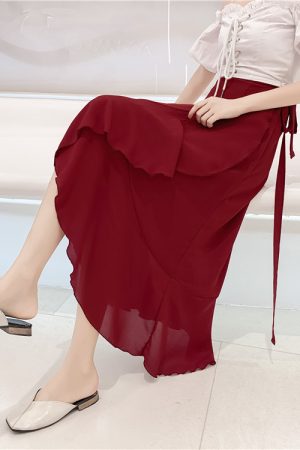 Floral Chiffon Fish Tail One-Piece Dress - Womenâ€™s Summer Bodycon Wrap Skirt with Irregular Ruffle for Beach Style