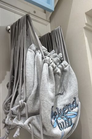 Floral Drawstring Small Backpack - Casual Canvas Tote Bag with Large Capacity for Commuting - Trendy Niche Design