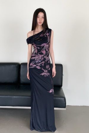 Floral Elastic Mesh Vest Top with Wrinkled Slim Fit for a Desert Island Night, Perfect for Y2K and Current Trends