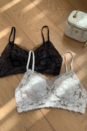 Floral Lace Wireless Bra for Summer - Lightweight Minimizing Underwear with Beautiful Back Design for Big Chest Support