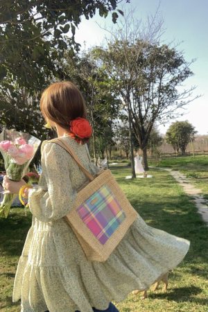 Floral Long Sleeve Chiffon Dress for Women - Spring Loose Puff Sleeve Cake Dress, Vintage Flower Dance Style, Perfect for Spring Events