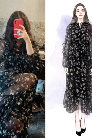 Floral Long Sleeve Dress - French Style Long Skirt, Slimming & Height-Enhancing, Summer 2025 Fashion, 90s Inspired