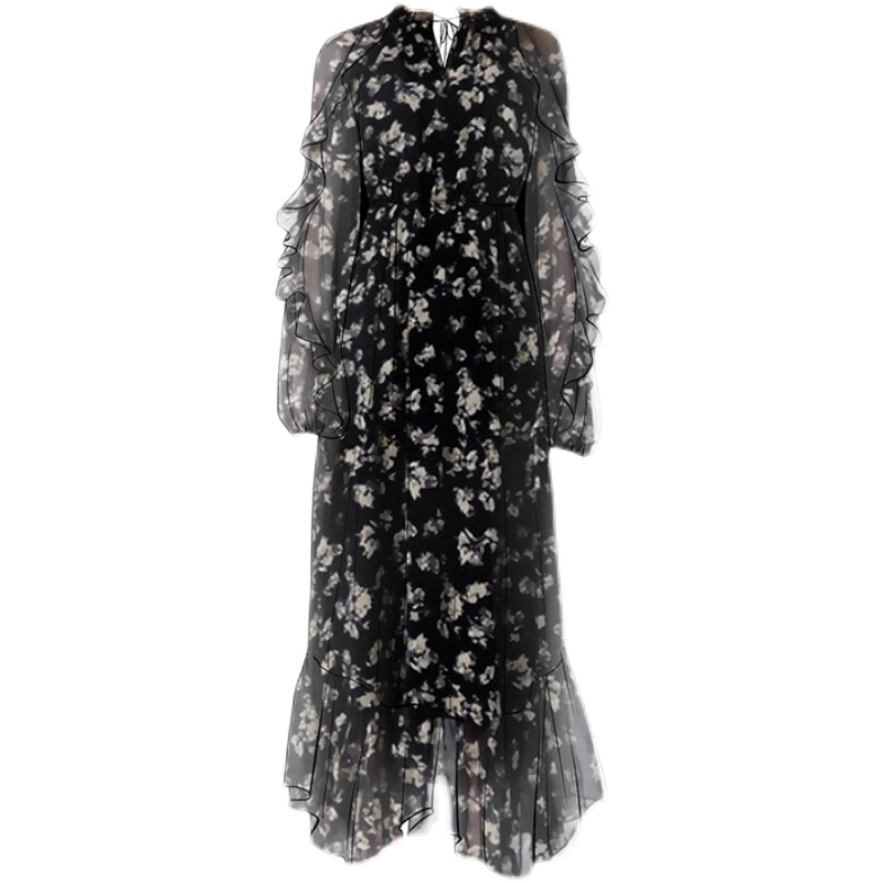 Floral Long Sleeve Dress - French Style Long Skirt, Slimming & Height-Enhancing, Summer 2025 Fashion, 90s Inspired Floral Long Sleeve Dress - French Style Long Skirt, Slimming & Height-Enhancing, Summer 2025 Fashion, 90s Inspired