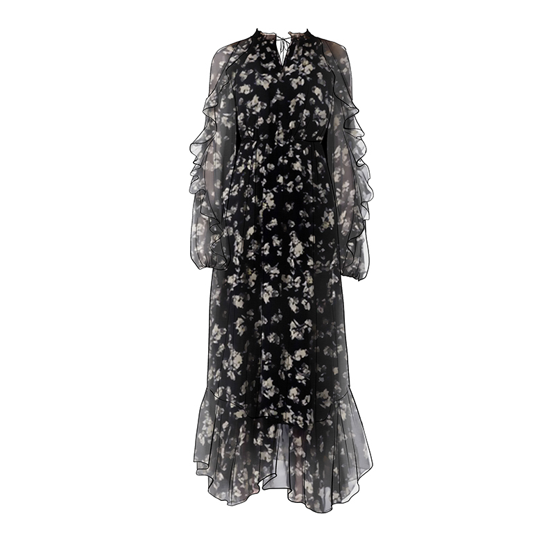 Floral Long Sleeve Dress for Women - Waist-Cinching, Slim-Fit, Elegant Spring/Summer 2025 Fashion – French Style Floral Long Sleeve Dress for Women - Waist-Cinching, Slim-Fit, Elegant Spring/Summer 2025 Fashion – French Style