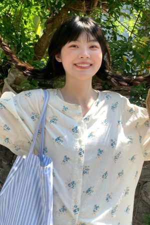 Floral Long-Sleeve Shirt for Women - Spring Sun-Protective Jacket, Casual College Style, Loose Fit Top