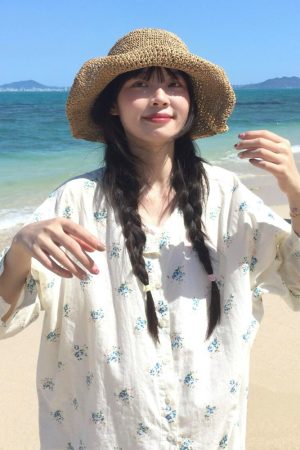 Floral Long-Sleeve Shirt for Women - Spring Sun-Protective Jacket, Casual College Style, Loose Fit Top