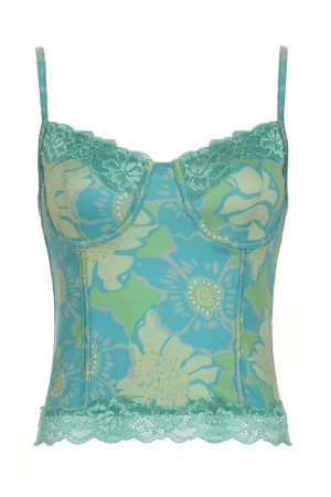 Floral Mesh Skirt for Women - Low Waist Slim Fit Long Pants - Summer Island Rose Design - Vacation Ready Mint Green Style