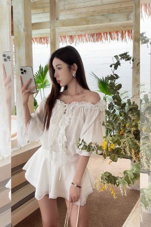 Floral One-Shoulder Chiffon Shirt Dress for Women - Lightweight Waist-Cinching Style for Spring and Summer Fashion