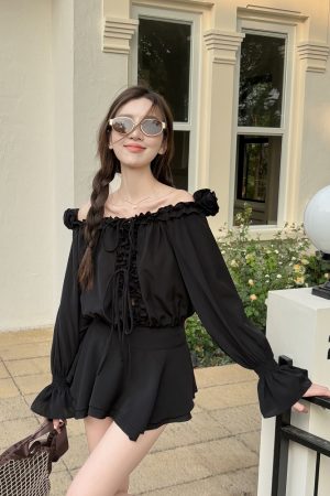 Floral One-Shoulder Chiffon Shirt Dress for Women - Lightweight Waist-Cinching Style for Spring and Summer Fashion