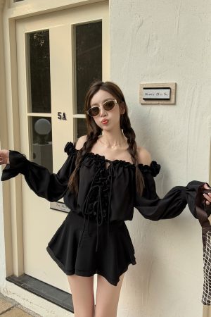 Floral One-Shoulder Chiffon Shirt Dress for Women - Lightweight, Waist-Cinching, Sweet Spring/Summer Style Short Skirt