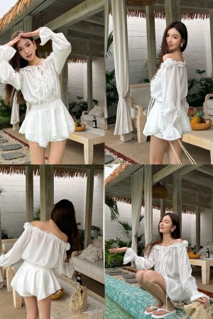 Floral One-Shoulder Chiffon Shirt Dress for Women - Lightweight, Waist-Cinching, Sweet Spring/Summer Style Short Skirt