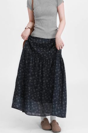 Floral Plus Size A-Line Long Skirt for Women, Summer 2025 Lightweight Style, Flattering Design to Hide Belly