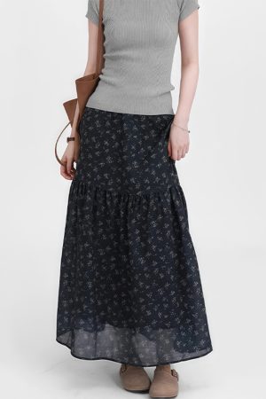 Floral Plus Size A-Line Long Skirt for Women, Summer 2025 Lightweight Style, Flattering Design to Hide Belly
