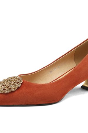 Floral Pointed Toe Flats for Women - Genuine Leather, Retro Style, Thin High Heels, 2025 Fashion Trend