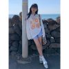 Floral Print Long Sleeve T-Shirt for Women - American Style Loose Round Neck Sun Protection Cover-Up - Summer Thin Top