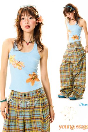 Floral Print Tank Top for Women - Sweet and Spicy Summer Slim Fit - American Style, 90s Inspired, Casual Fashion Top