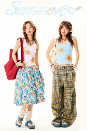 Floral Print Tank Top for Women - Sweet and Spicy Summer Slim Fit - American Style, 90s Inspired, Casual Fashion Top