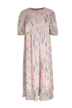Floral Puff Sleeve A-Line Dress - Women's Vintage Summer Dress with Loose Fit, Romantic Style, Perfect for 90s and Y2K Looks