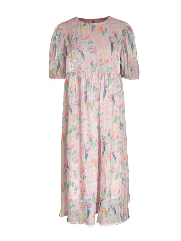 Floral Puff Sleeve A-Line Dress - Women's Vintage Summer Dress with Loose Fit, Romantic Style, Perfect for 90s and Y2K Looks Floral Puff Sleeve A-Line Dress - Women's Vintage Summer Dress with Loose Fit, Romantic Style, Perfect for 90s and Y2K Looks