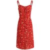 Floral Red Long Dress for Women - French-Style Summer Vacation Dress 2025, Celebrity-Inspired, Perfect for 90s and Y2K Fashion